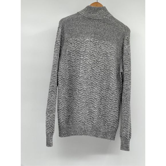 Banana Republic Cardigan Sweater Men Large Gray Button Down Mock‎ Neck Knit - Picture 2 of 13